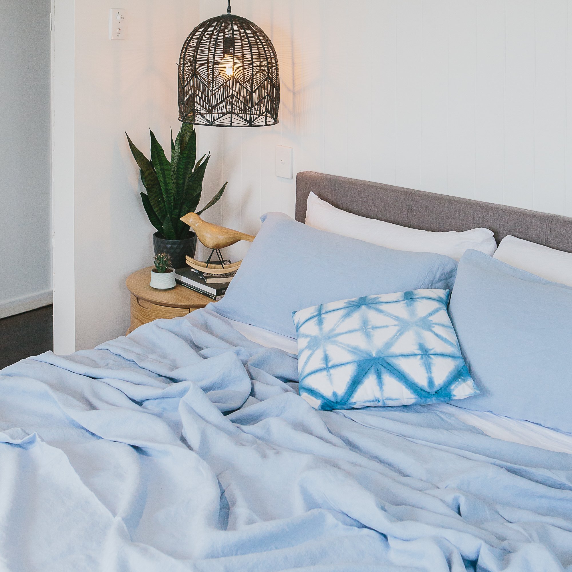 French Flax Linen Quilt Cover Blue