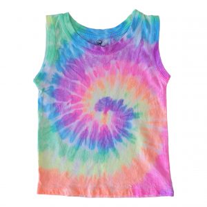CHILDREN'S FLURO RAINBOW SWIRL SINGLETS