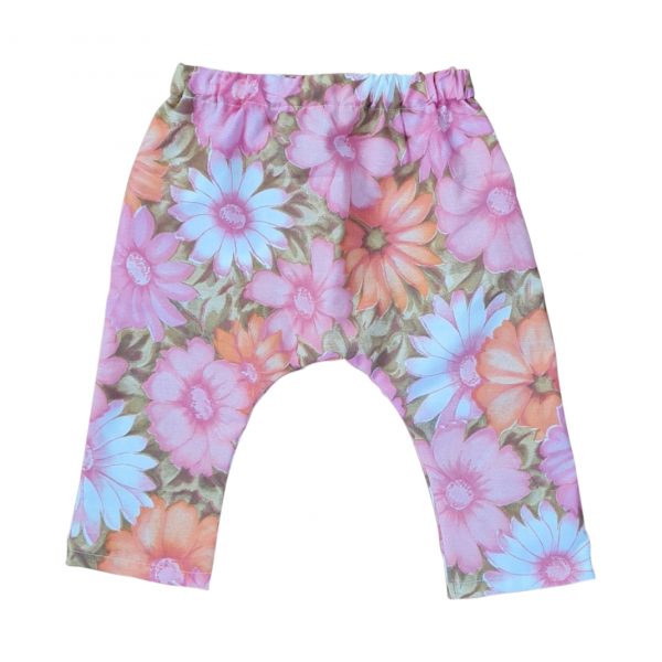 PINK VINTAGE FABRIC FLOWER HAREM PANTS