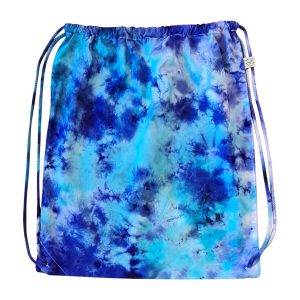 EARTH POSITIVE ICY BLUE MOTTLE ORGANIC COTTON DRAWSTRING BAG