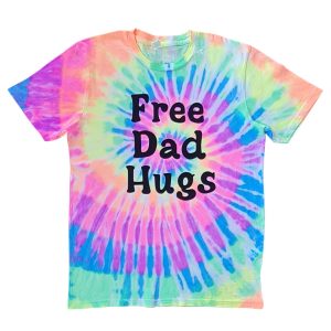FREE DAD HUGS FLURO RAINBOW ADULTS TEE