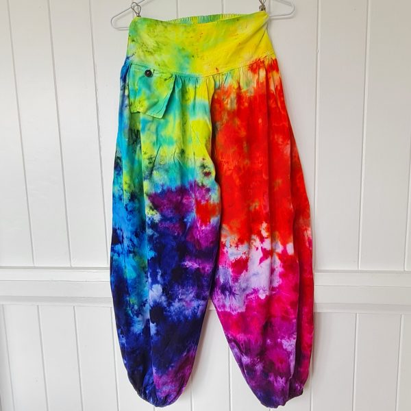 ICY RAINBOW MOTTLED TIE DYE HAREM PANTS