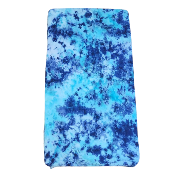 ICY BLUE MOTTLE TIE DYE FITTED COT SHEET - Image 2