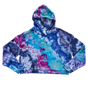 ADULT'S ICY BLUES & PURPLES CROP HOODIE XL & 2XL